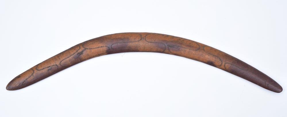 Aboriginal Boomarang with incised carving