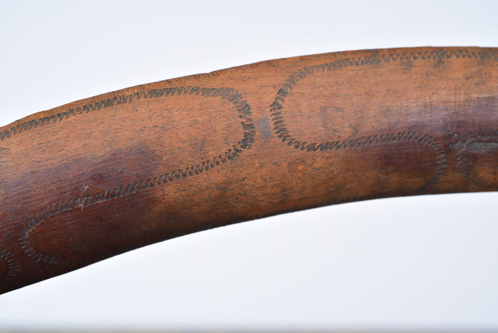 Aboriginal Boomarang with incised carving