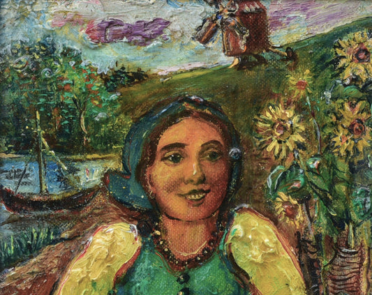 David Burliuk (1882-1967), Girl with Flowers and Ducks