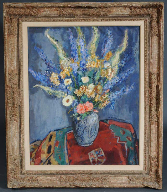 JAN SLUIJTERS (1881-1957) Flowers in a Delft Vase